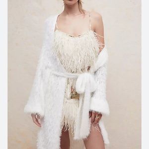 NWT $198 FREE PEOPLE Carmen Cardi Fuzzy Cardigan White Small